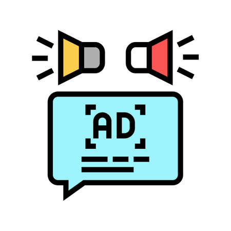 advertisment audio promotion color icon vector. advertisment audio promotion sign. isolated symbol illustrationのイラスト素材