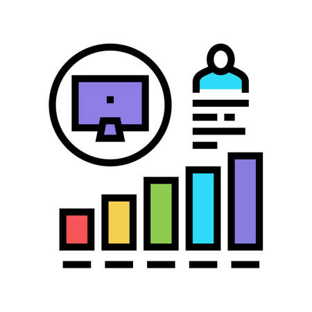 worker growing indicators color icon vector. worker growing indicators sign. isolated symbol illustrationのイラスト素材