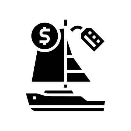 boat rental glyph icon vector. boat rental sign. isolated contour symbol black illustrationのイラスト素材