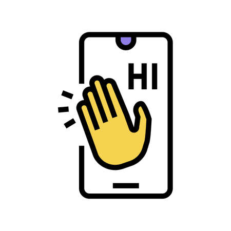 greeting mobile message color icon vector. greeting mobile message sign. isolated symbol illustrationのイラスト素材