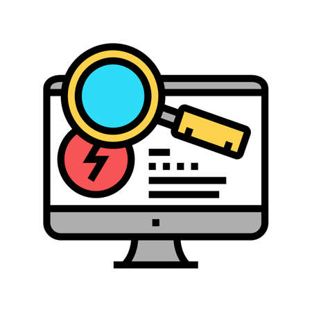 research computer incident color icon vector. research computer incident sign. isolated symbol illustrationのイラスト素材