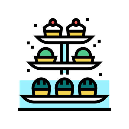 desserts on tray color icon vector. desserts on tray sign. isolated symbol illustrationのイラスト素材