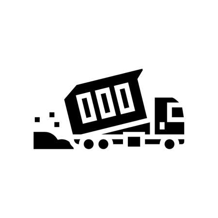 truck pouring building materials glyph icon vector. truck pouring building materials sign. isolated contour symbol black illustrationのイラスト素材