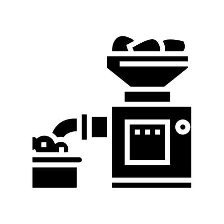 grinding meat device glyph icon vector. grinding meat device sign. isolated contour symbol black illustrationのイラスト素材