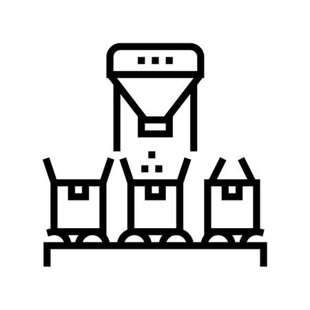 boxes filling with goods line icon vector. boxes filling with goods sign. isolated contour symbol black illustrationのイラスト素材