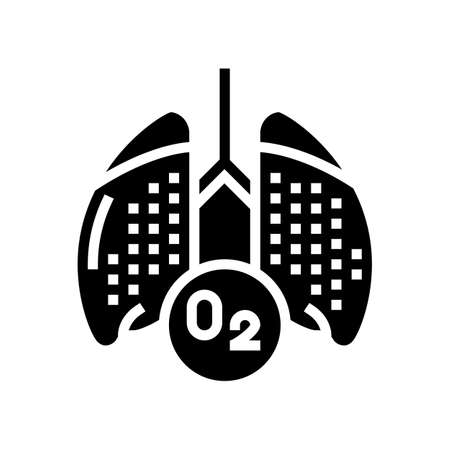 lungs with oxygen glyph icon vector. lungs with oxygen sign. isolated contour symbol black illustrationのイラスト素材