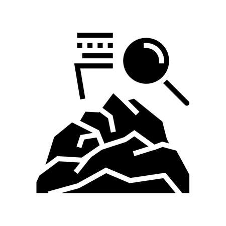 mountain research minerals glyph icon vector. mountain research minerals sign. isolated contour symbol black illustrationのイラスト素材