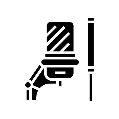 microphone radio equipment glyph icon vector. microphone radio equipment sign. isolated contour symbol black illustrationのイラスト素材