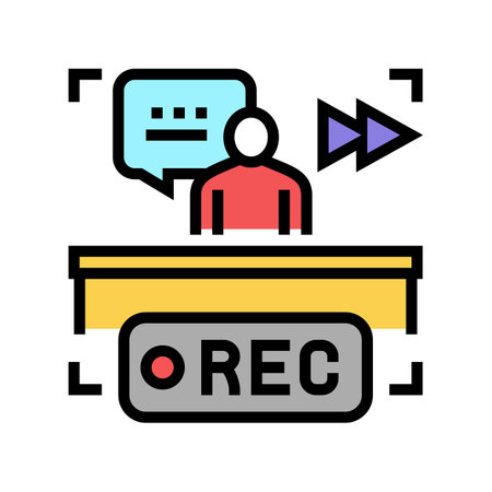 rewind recording news color icon vector. rewind recording news sign. isolated symbol illustrationのイラスト素材