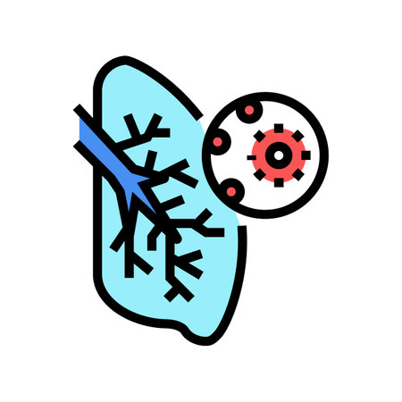 infection and virus of lungs color icon vector. infection and virus of lungs sign. isolated symbol illustrationのイラスト素材