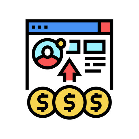 sinding digital money to user color icon vector. sinding digital money to user sign. isolated symbol illustrationのイラスト素材