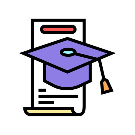 school graduation color icon vector. school graduation sign. isolated symbol illustrationのイラスト素材