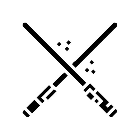 crossed light swords fight glyph icon vector. wars geek sign. isolated contour symbol black illustrationのイラスト素材