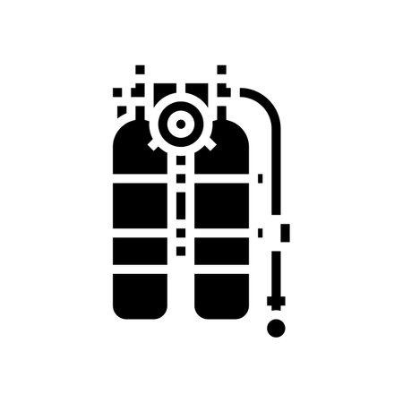 scuba diver equipment glyph icon vector. scuba diver equipment sign. isolated contour symbol black illustrationのイラスト素材
