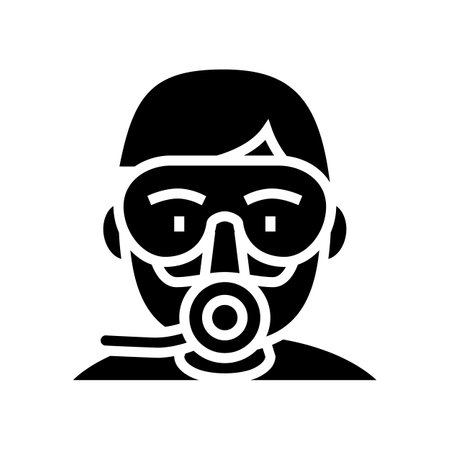diver mask and breath tool glyph icon vector. diver mask and breath tool sign. isolated contour symbol black illustrationのイラスト素材