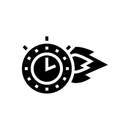burning time stopwatch glyph icon vector. burning time stopwatch sign. isolated contour symbol black illustrationのイラスト素材