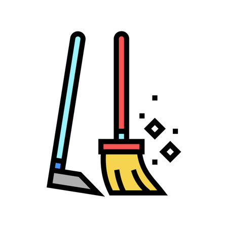 broom and scoop color icon vector. broom and scoop sign. isolated symbol illustrationのイラスト素材