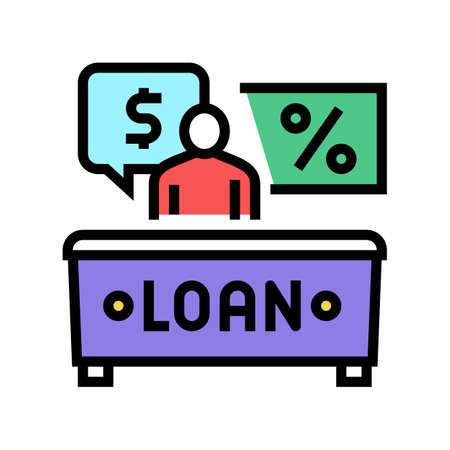 bank consultant loan color icon vector. bank consultant loan sign. isolated symbol illustrationのイラスト素材
