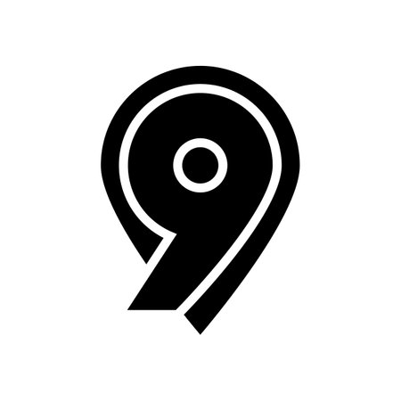 ninth number glyph icon vector. ninth number sign. isolated contour symbol black illustrationのイラスト素材
