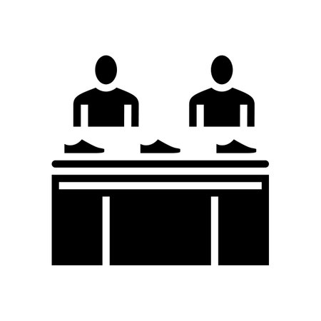 shoe conveyor control workers glyph icon vector. shoe conveyor control workers sign. isolated contour symbol black illustrationのイラスト素材