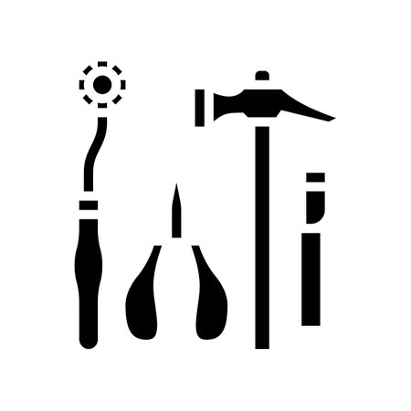 shoes repair tools glyph icon vector. shoes repair tools sign. isolated contour symbol black illustrationのイラスト素材