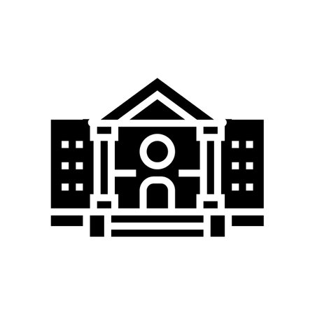 museum building glyph icon vector. museum building sign. isolated contour symbol black illustrationのイラスト素材