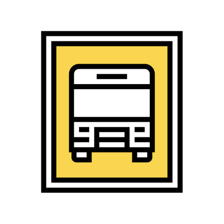 bus stop station sign color icon vector. bus stop station sign sign. isolated symbol illustrationのイラスト素材