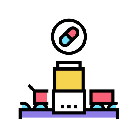 medicine manufacturing plant color icon vector. medicine manufacturing plant sign. isolated symbol illustrationのイラスト素材