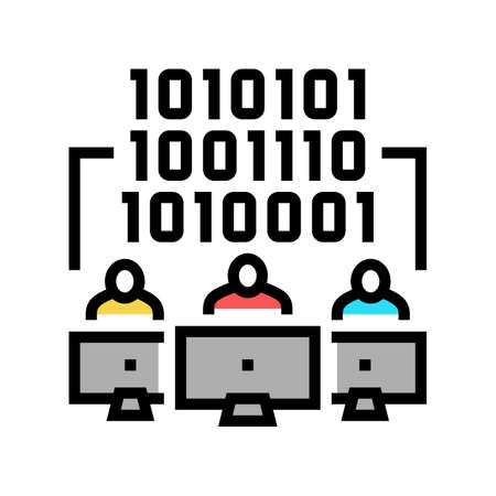 coding teamwork color icon vector. coding teamwork sign. isolated symbol illustrationのイラスト素材