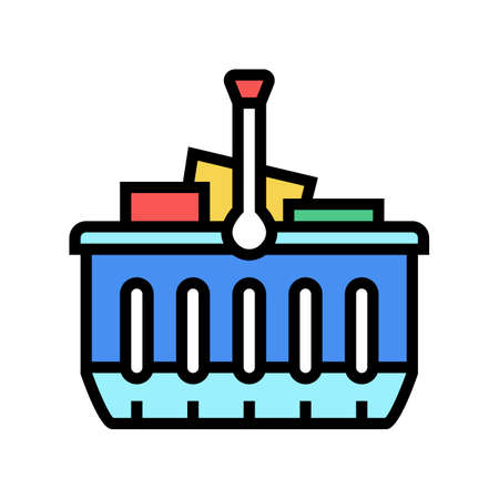 basket with purchases color icon vector. basket with purchases sign. isolated symbol illustrationのイラスト素材