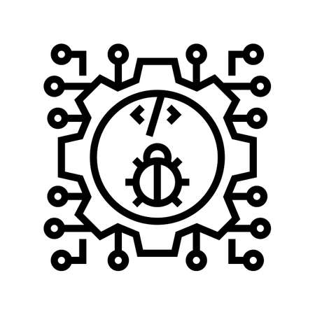 development debug line icon vector. development debug sign. isolated contour symbol black illustrationのイラスト素材