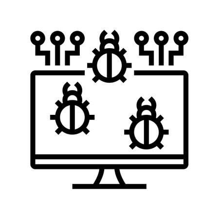 computer virus line icon vector. computer virus sign. isolated contour symbol black illustrationのイラスト素材