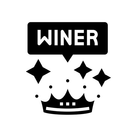 winner crown lotto glyph icon vector. winner crown lotto sign. isolated contour symbol black illustrationのイラスト素材