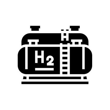 tank storaging hydrogen glyph icon vector. tank storaging hydrogen sign. isolated contour symbol black illustrationのイラスト素材