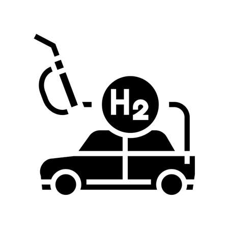 refilling car with hydrogen glyph icon vector. refilling car with hydrogen sign. isolated contour symbol black illustrationのイラスト素材