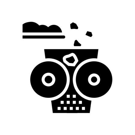 crushing stone machine glyph icon vector. crushing stone machine sign. isolated contour symbol black illustrationのイラスト素材