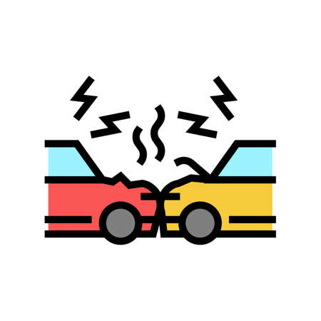 cars accident color icon vector. cars accident sign. isolated symbol illustrationのイラスト素材