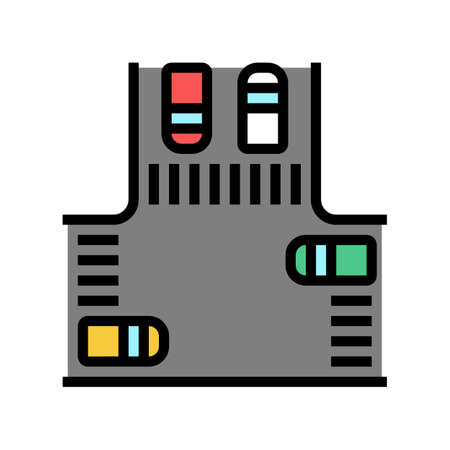 crossroads with cars color icon vector. crossroads with cars sign. isolated symbol illustrationのイラスト素材