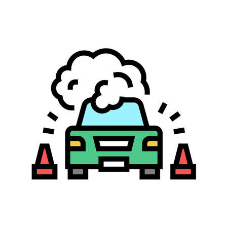 broken car color icon vector. broken car sign. isolated symbol illustrationのイラスト素材