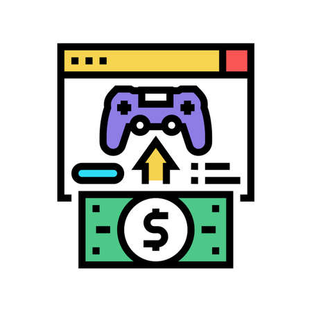 buying video game color icon vector. buying video game sign. isolated symbol illustrationのイラスト素材