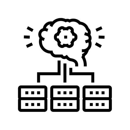 servers communication neural network line icon vector. servers communication neural network sign. isolated contour symbol black illustrationのイラスト素材