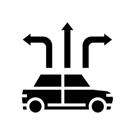 car directions glyph icon vector. car directions sign. isolated contour symbol black illustrationのイラスト素材