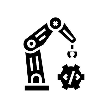robotics arm technology glyph icon vector. robotics arm technology sign. isolated contour symbol black illustrationのイラスト素材