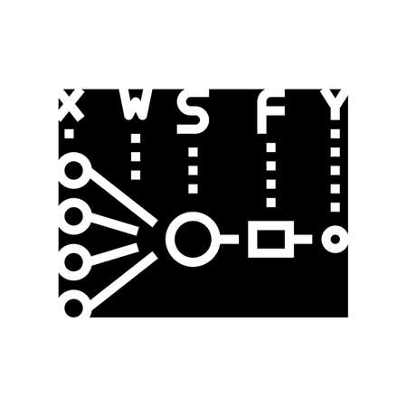 mathematical model neural network glyph icon vector. mathematical model neural network sign. isolated contour symbol black illustrationのイラスト素材