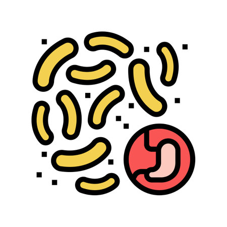 bacteria or fungus of digestion system color icon vector. bacteria or fungus of digestion system sign. isolated symbol illustrationのイラスト素材