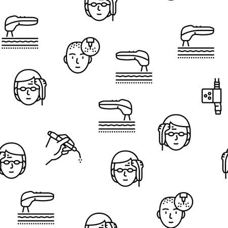 Laser Therapy Service Vector Seamless Pattern Thin Line Illustrationのイラスト素材