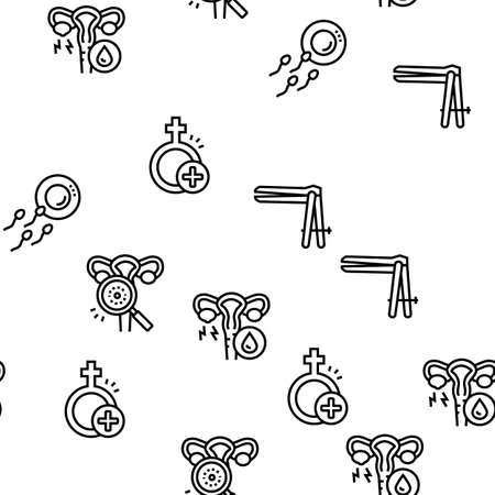 Gynecology Treatment Vector Seamless Pattern Thin Line Illustrationのイラスト素材