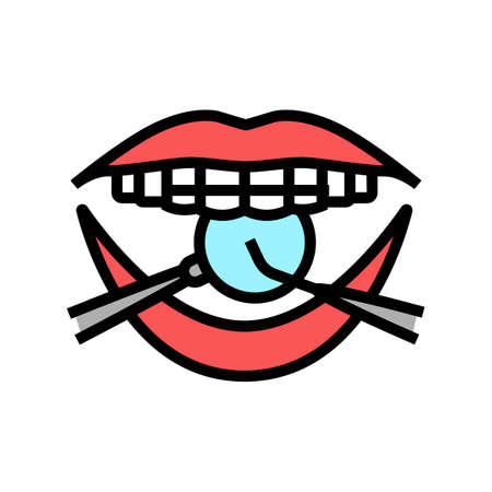 checking tooth braces color icon vector. checking tooth braces sign. isolated symbol illustrationのイラスト素材