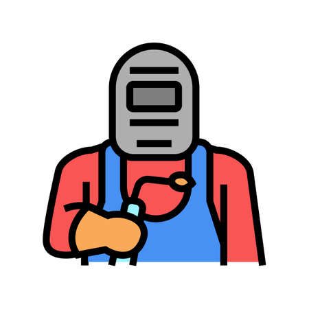 welder worker color icon vector. welder worker sign. isolated symbol illustrationのイラスト素材