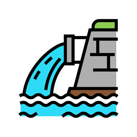 water falling from drainage pipe color icon vector. water falling from drainage pipe sign. isolated symbol illustrationのイラスト素材